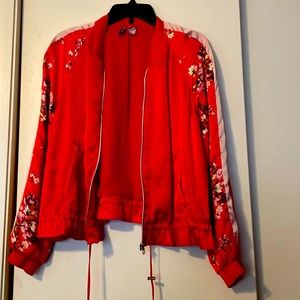 Red floral jacket. H&M. Size 8.